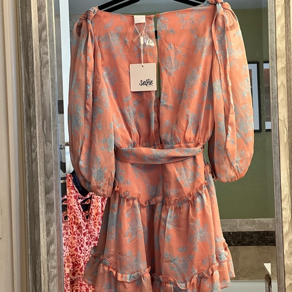 Bow-Peep 3/4 Sleeve Bow Detail Dress Rose - Picture 4 of 5